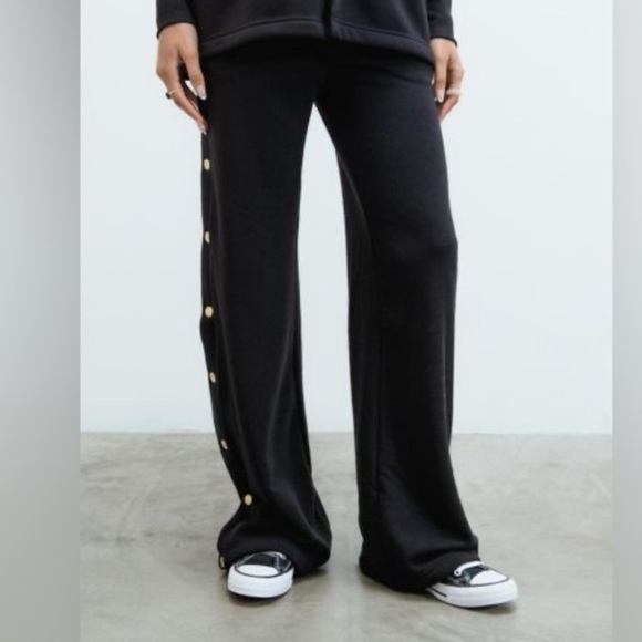 NWT Adam Selman Sport Tearaway Tech Wide Leg Sweatpants XS in Black - Picture 1 of 9